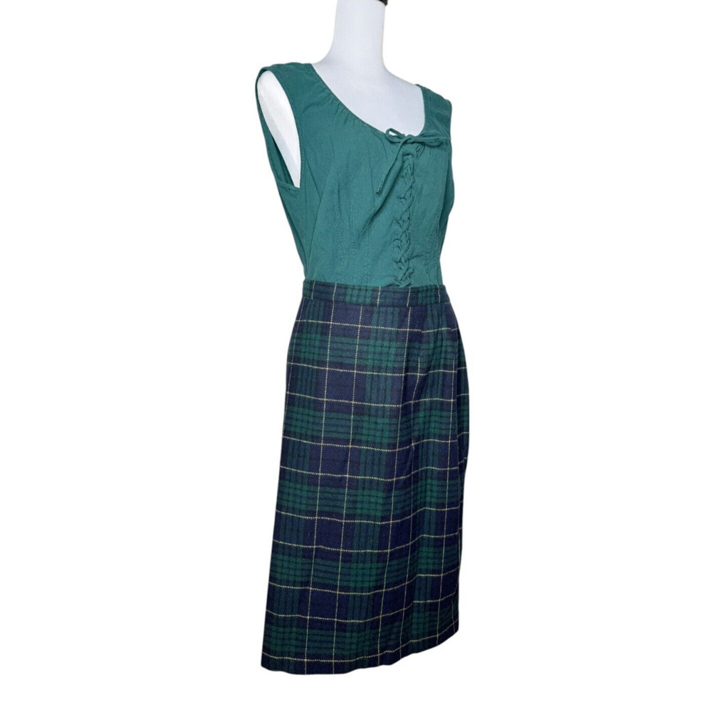 VTG Selleca Wool Maxi Skirt Sz 22W Classic 80's Preppy Academia Green Cottagecor